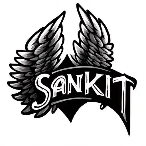 Sankit Name With Wing Design