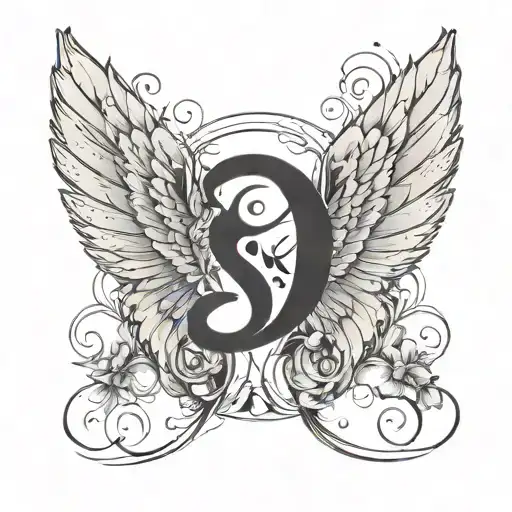 Letter S Fading Into Angel Wings With Butterflies