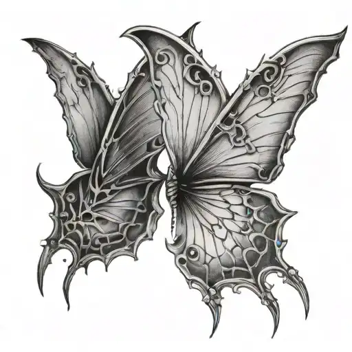 Half Butterfly And Half Bat Wings