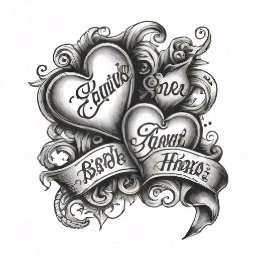 Lettering And Two Self-painted Hearts From My Grandparents