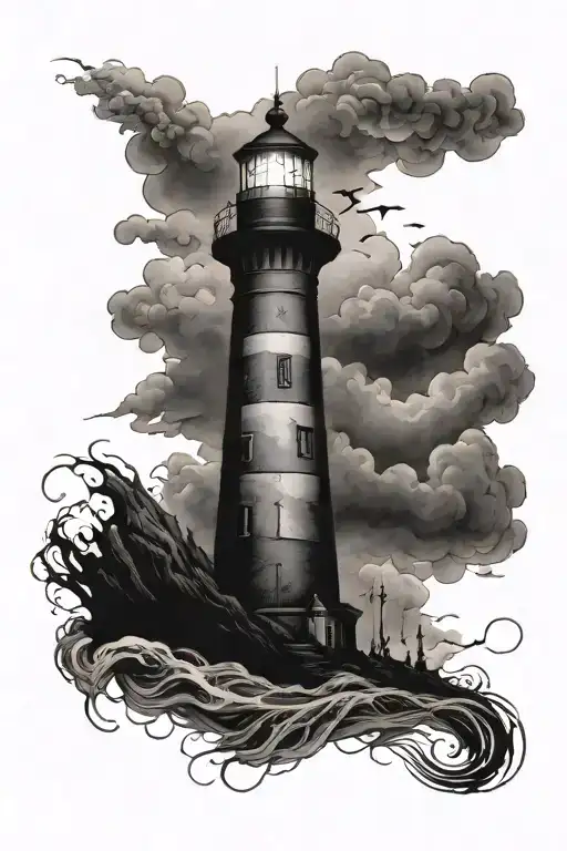 Lighthouse With Monster Emerging