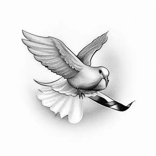 Dove With Ribbon In Mouth