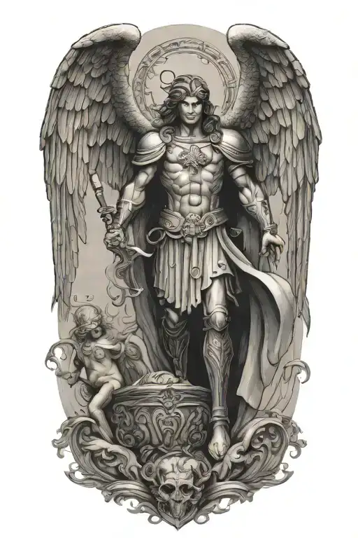 Saint Michael The Archangel Standing Over Satan