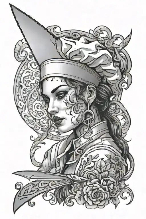 Chef Knife With Woman