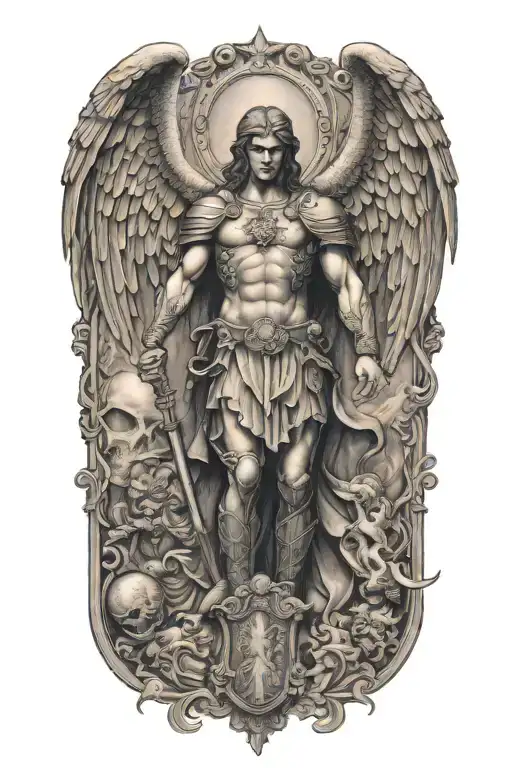 Saint Michael The Archangel Standing Over Satan