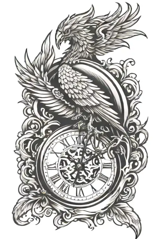Pocket Watch Stabbed With Phoenix Rising