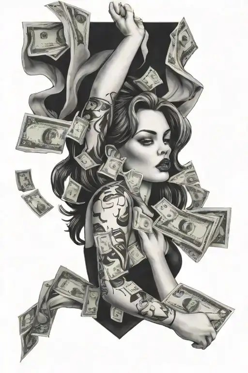 Women Holding Money Falling