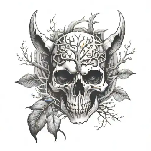 Yggdrasil Wolf Crow Skull