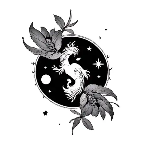 Gemini Zodiac Related Tattoo On Front Thigh