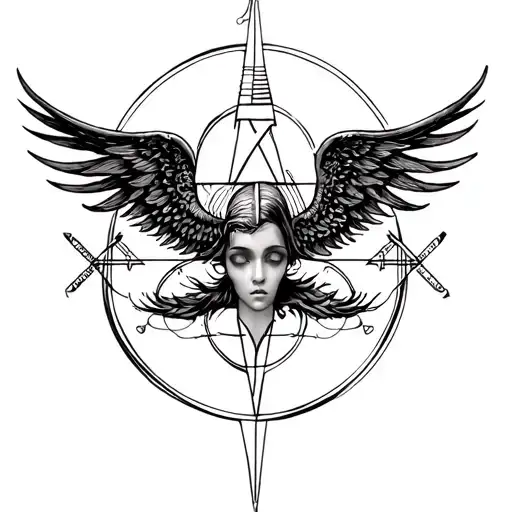 Gemini Zodiac Related Tattoo On Front Thigh