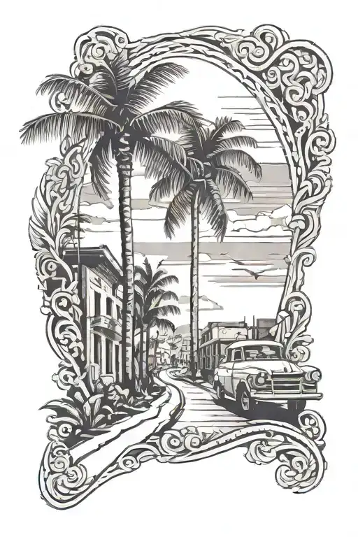 Cuban Like Road With Palm