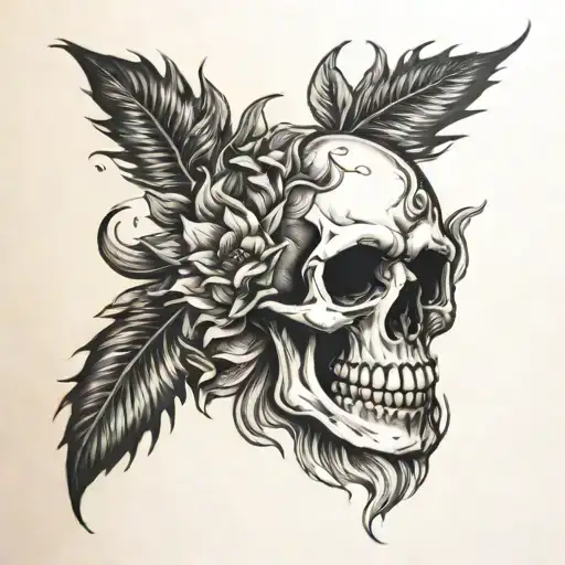 Skull Flames And Sunflowers Wrist