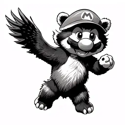 Super Mario Flying Raccoon But A Bear