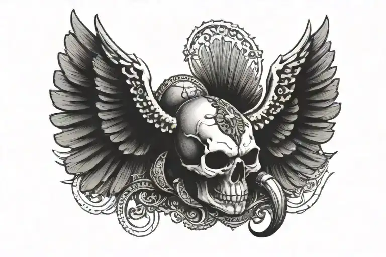 Skull Scarab With Wings