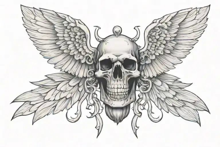 Skull Scarab With Wings Surrounded