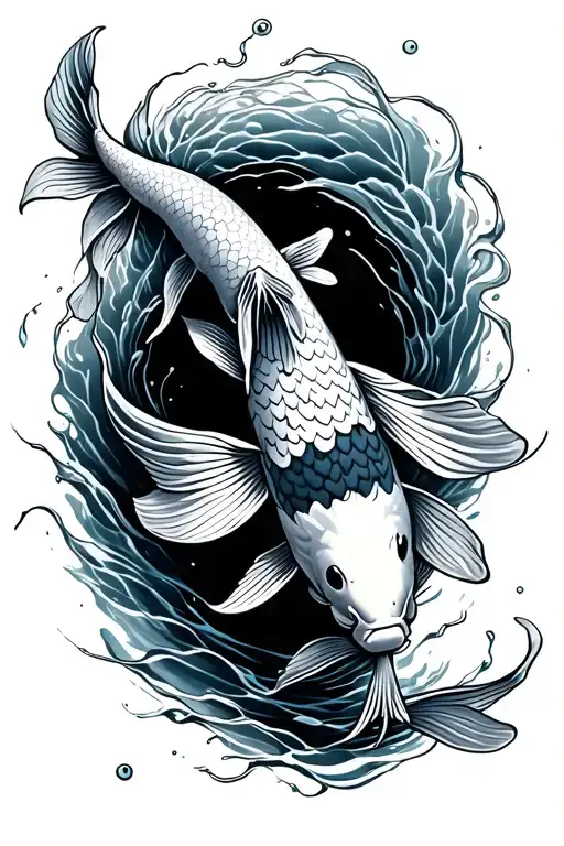 Koi Fish Swimming Upstream