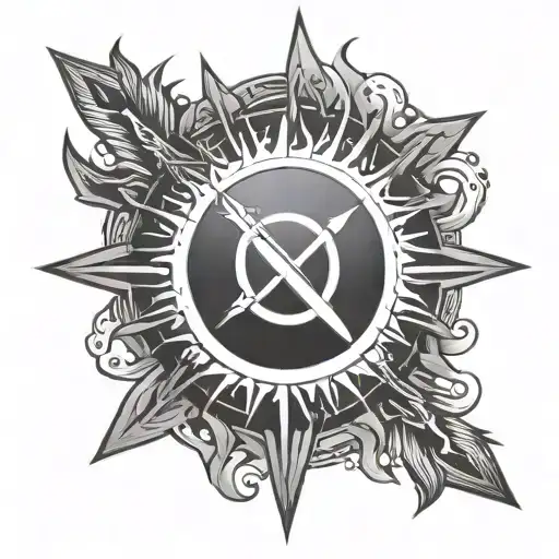 Sun And Arrow With The Name Karna Sun Symbol