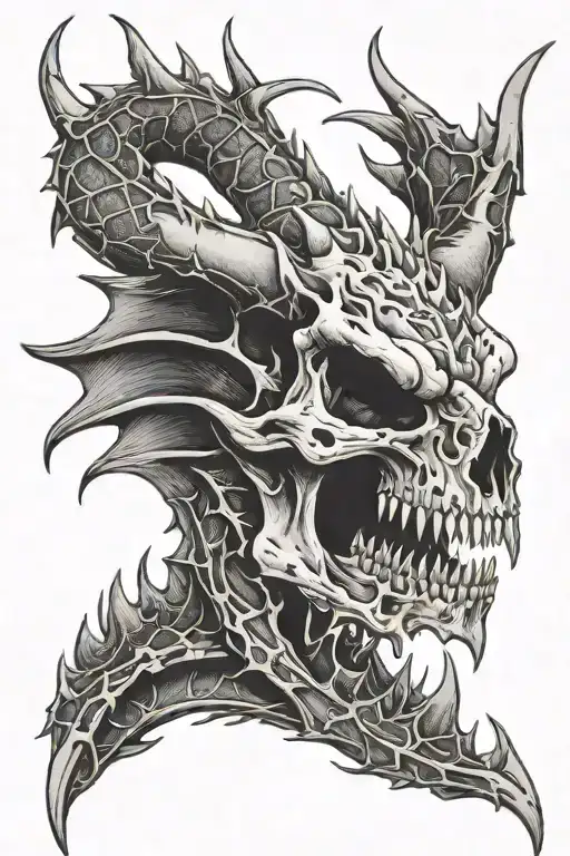 Grunge Dragon Skull