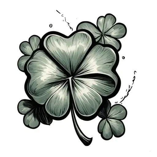 Four Leaf Clover Hand Tattoo With Background Faded And Texture