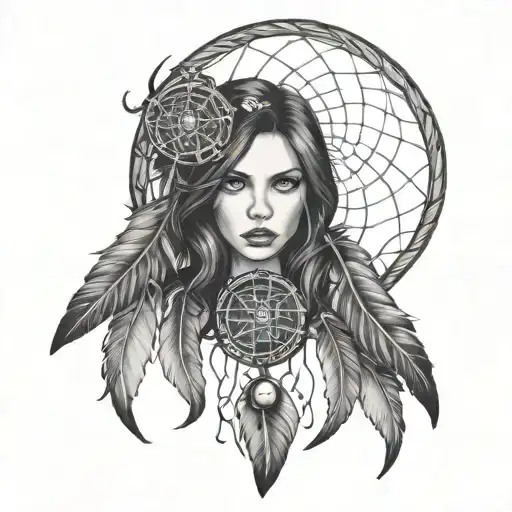 Black And White Black Widow Dream Catcher