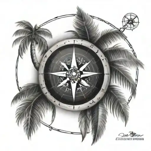 Palm Tree And Nautical Compass