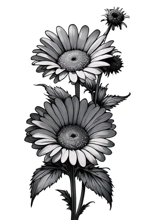 Fine Line Tattoo Of Daisies That Is Simple