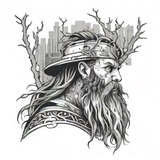 Cyberpunk Long Beard Nature Like Trees