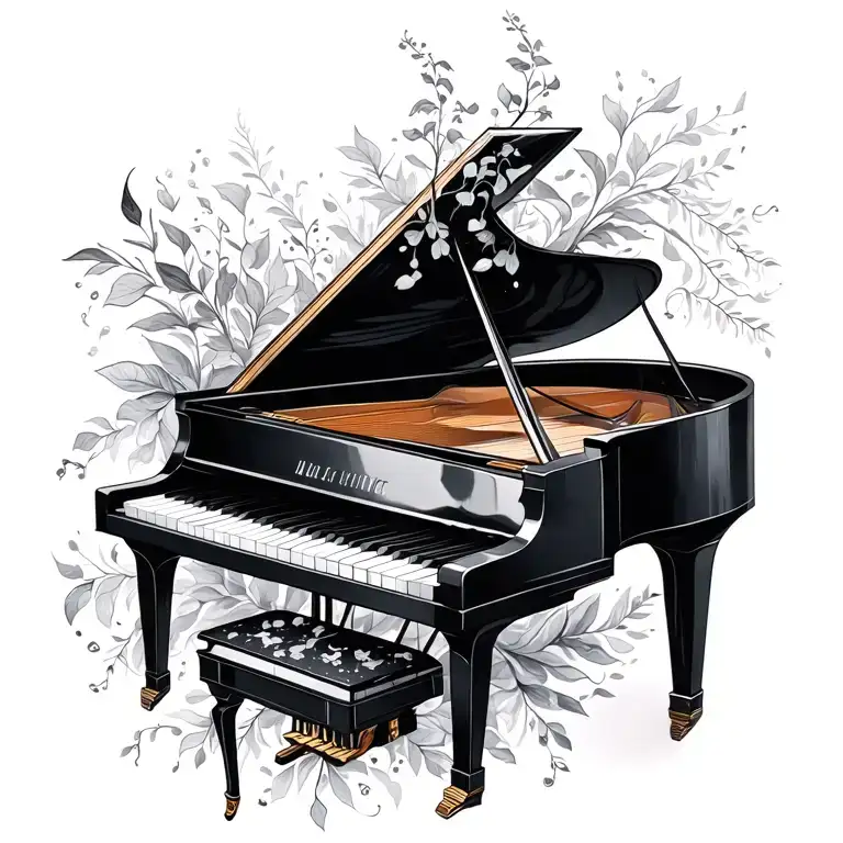 Music Piano Nature Elements Intertwined