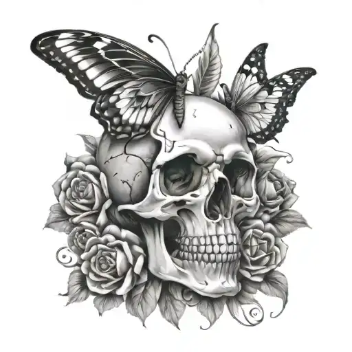 Skull With Butterflies