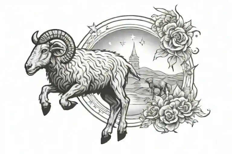 Representation Of Psalm 23 With A Shephard And Sheep And The North Star On My Wrist