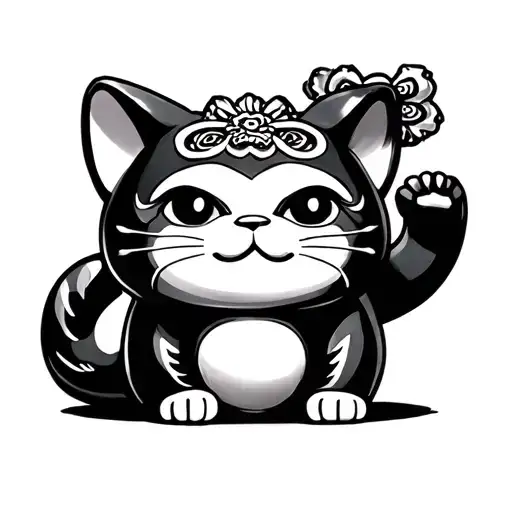Funny Black Maneki Neko