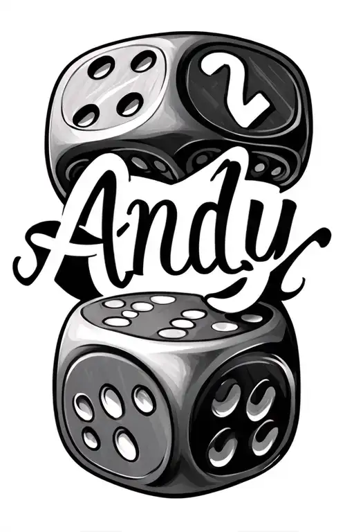 Andy Name Wrote In Cursive With 2 Dice Set