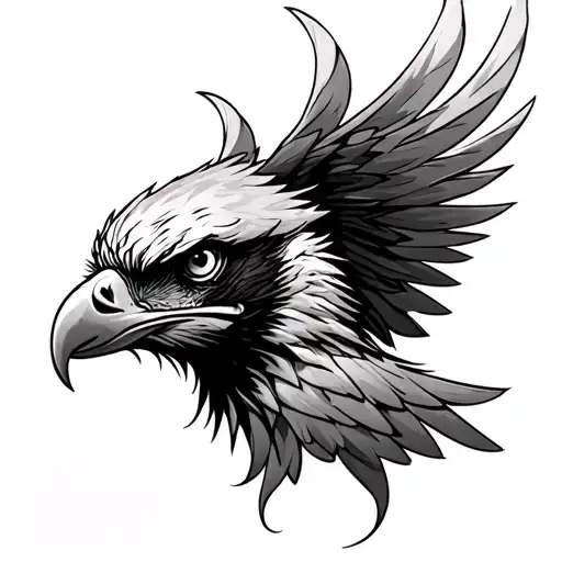 Eagle With A Nose Wing And A Pixie Cut Diagonally Coming