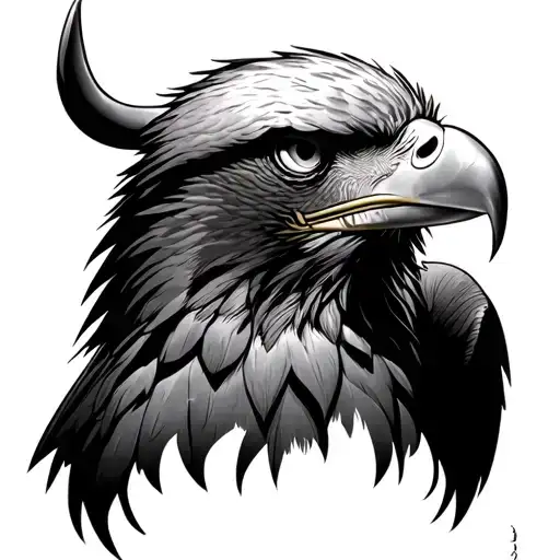 Eagle With A Bull Nose Ring And A Pixie Cut Diagonally Coming