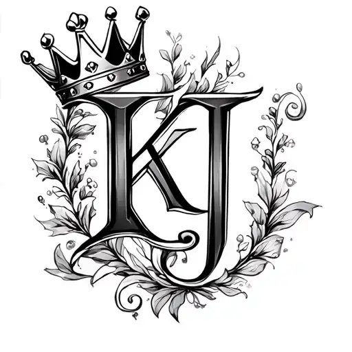 Letters K And J With A Princess Crown