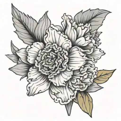 Line Art Carnation And Daffodil