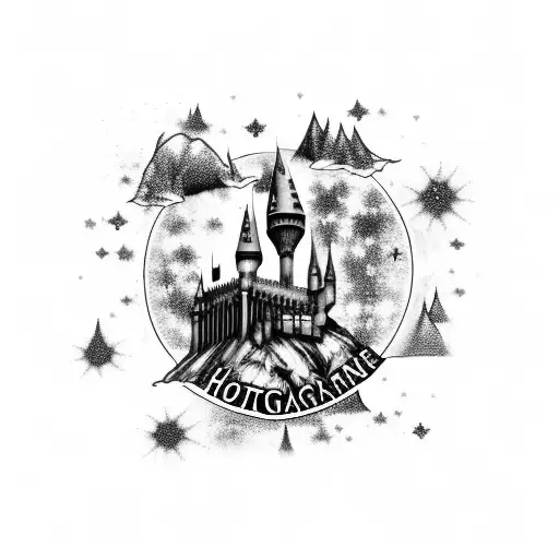 Hogwarts Castle With Galaxy Sky