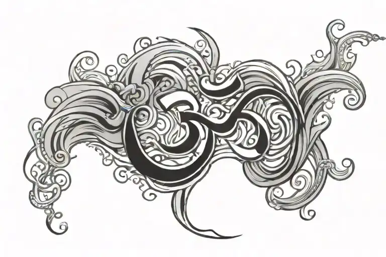 Om Symbol Surrounded By Waves