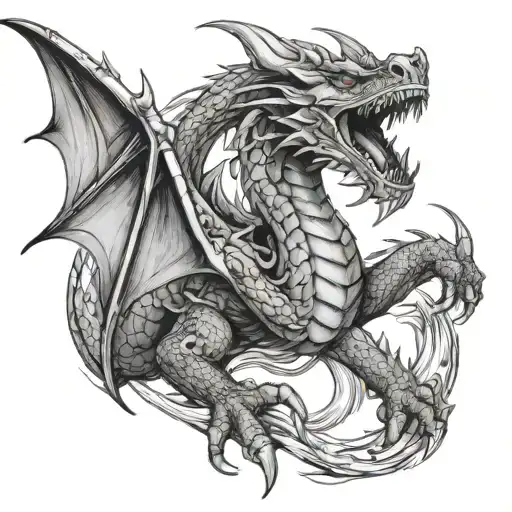 Dragon Fighting Breathing Fire