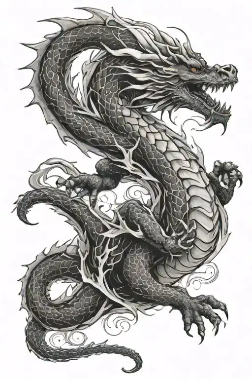 Dragon Fighting Breathing Fire