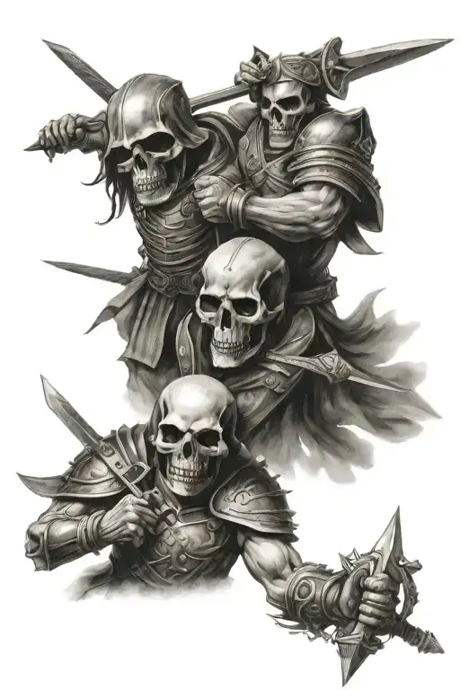 Skull And Warrior Battling