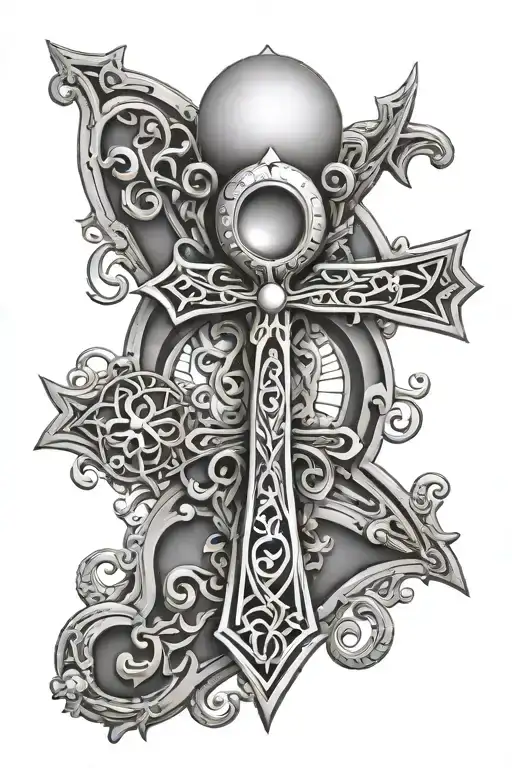 3D Ankh Symbol Sun Ray Shading