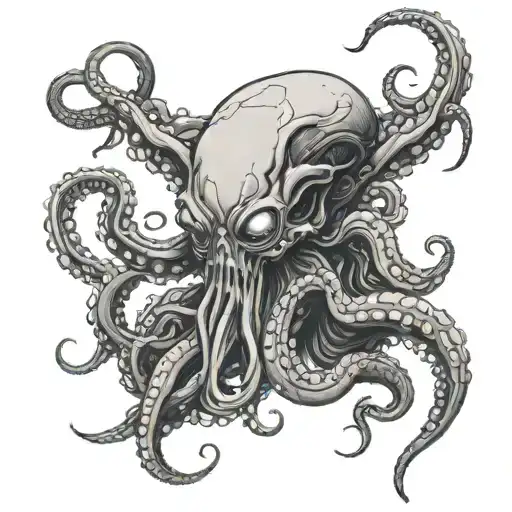 Alien With Octopus Body With 8 Tentacles