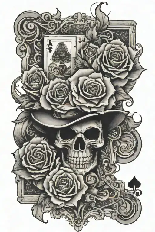 Western Half Sleeve With Playing Cards And Roses