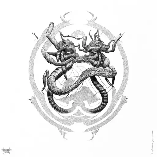 The Sign Of Gemini Interwaved With A Scorpion