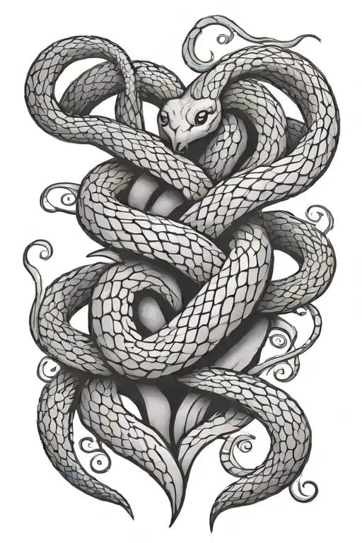 Snake Intertwined In A Heart