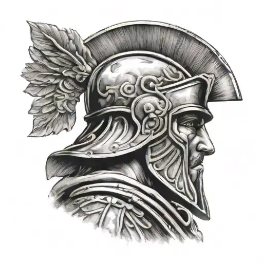 Ancient Roman Soldier Looking Down His Face Is Not Showing