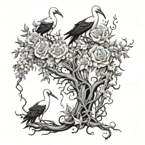 Cypress Vines Wrapping With Roses Blooming And Lot's Of Vine Storks With Thorns Going Upwards