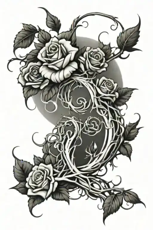 Cypress Vines Wrapping With Roses Blooming And Lot's Of Vine With Thorns Going Upwards