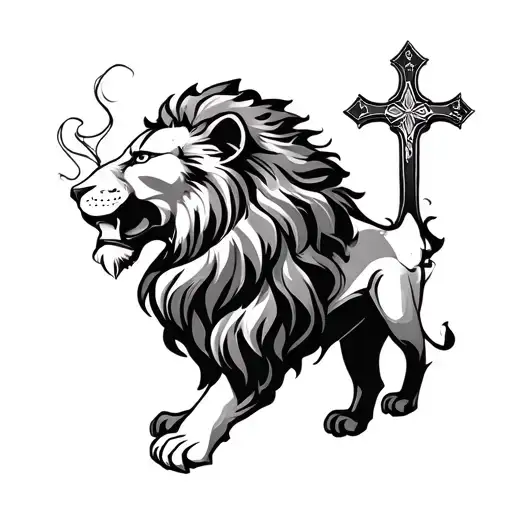 Lion And Cross
